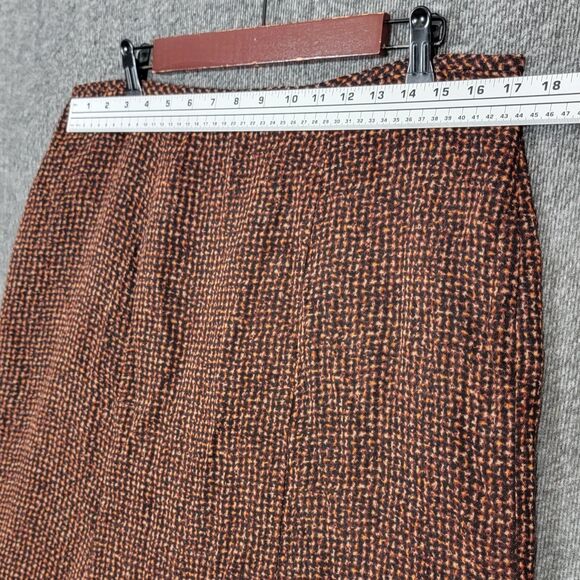 Kasper Skirt Womens 14 Brown & Black 100% Wool Lined Career Modest Flare Midi - Picture 5 of 11